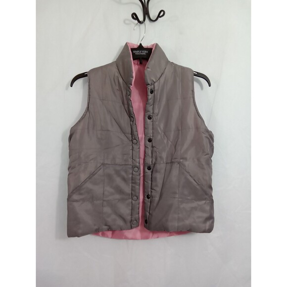 Pink‎ And Gray Womens Vest Medium Reversible snap - Picture 1 of 7